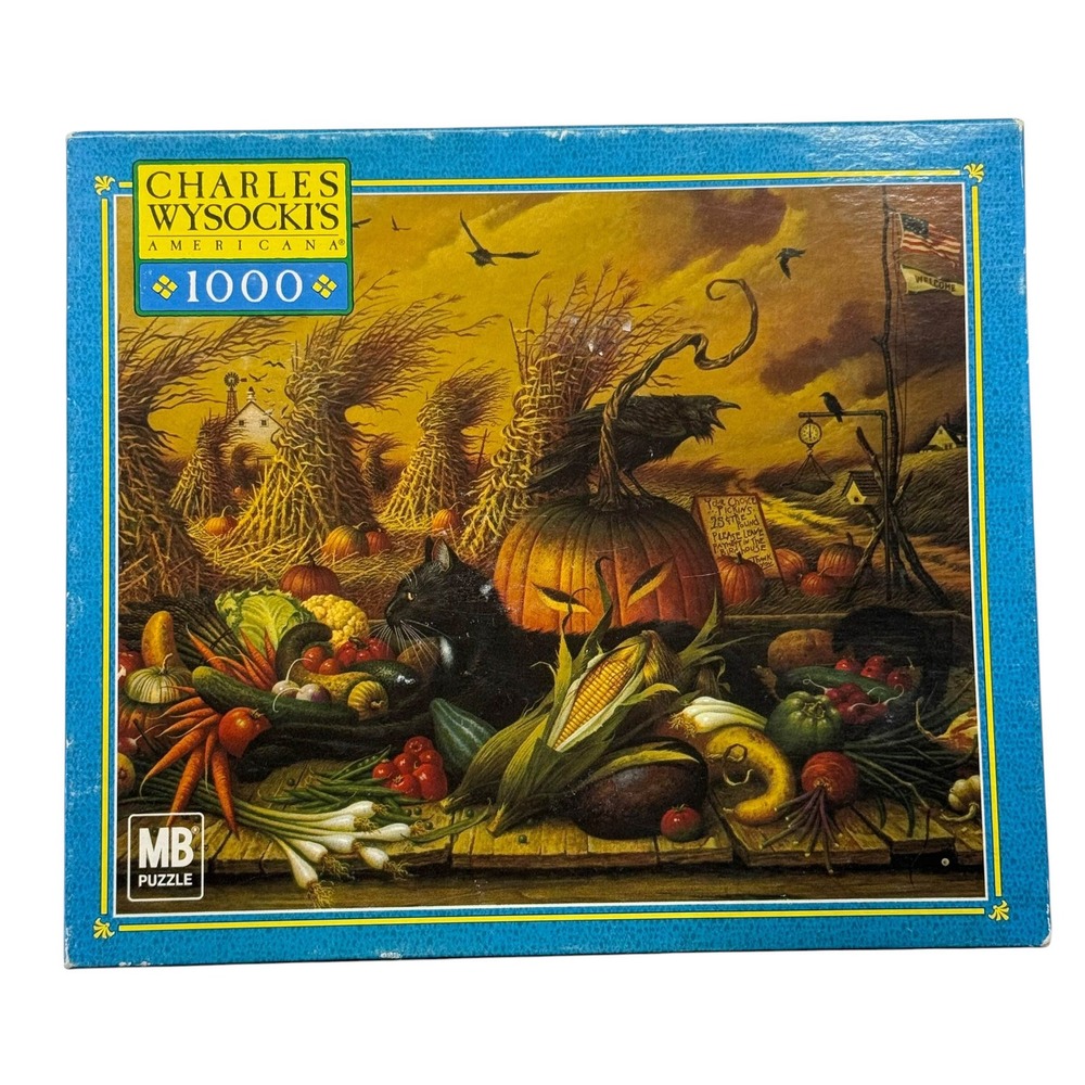 Charles Wysocki Monte Minding the Store 1000 Pc MB Puzzle 2002 UNCOUNTED